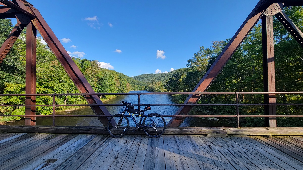 Bike on a bridge on the Deerfield River, off Zoar Road
