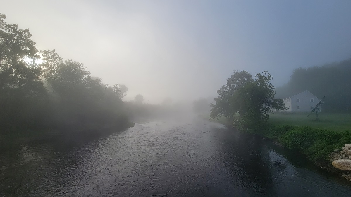 Mist rising along the Millers River in Orange