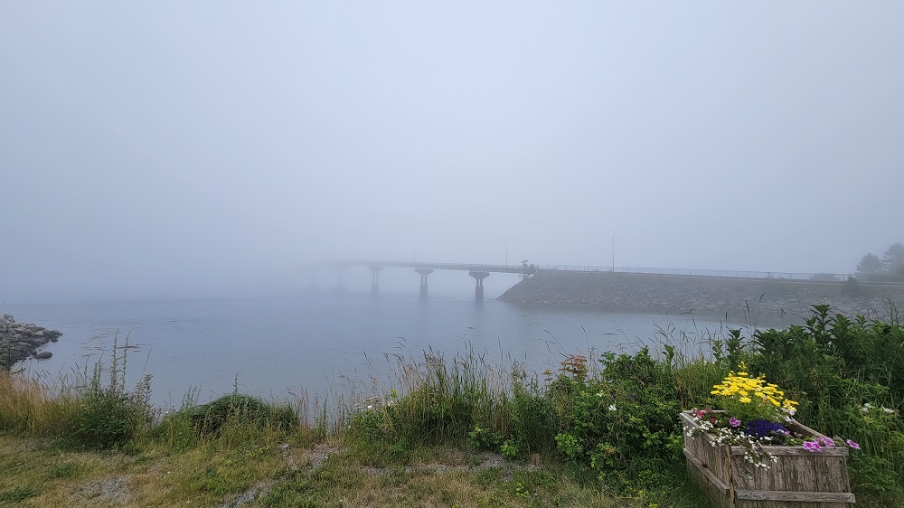 Campobello Bridge, across the Lubec Narrows enveloped in dense fog!