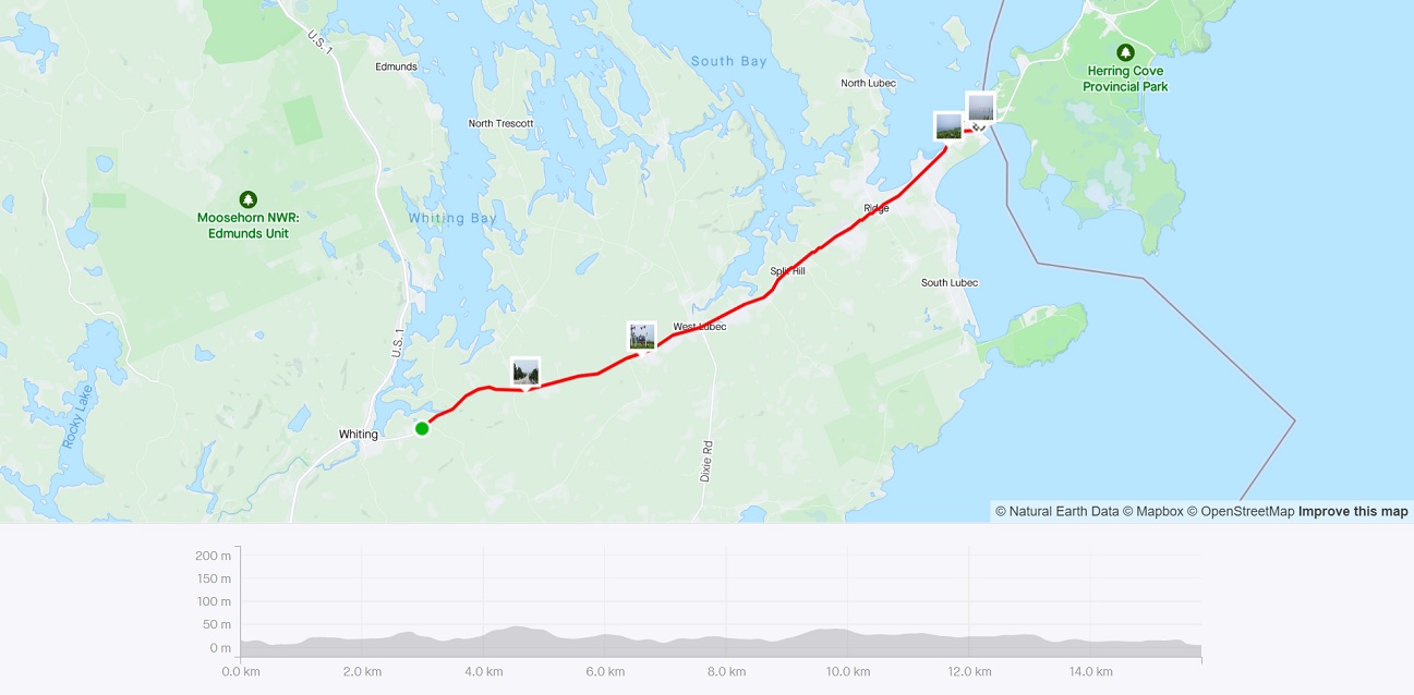 Strava Route Day 1 - Whiting ME to Lubec ME