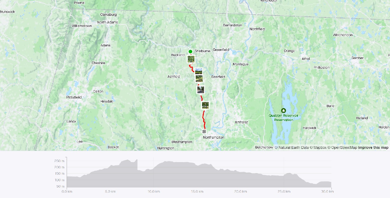 Strava Route Day 2 - Shelburne Falls to Northampton