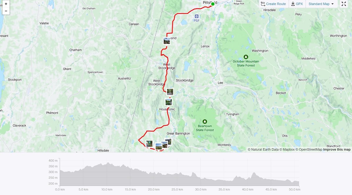 Strava Route Day 1 - Pittsfield to Great Barrington