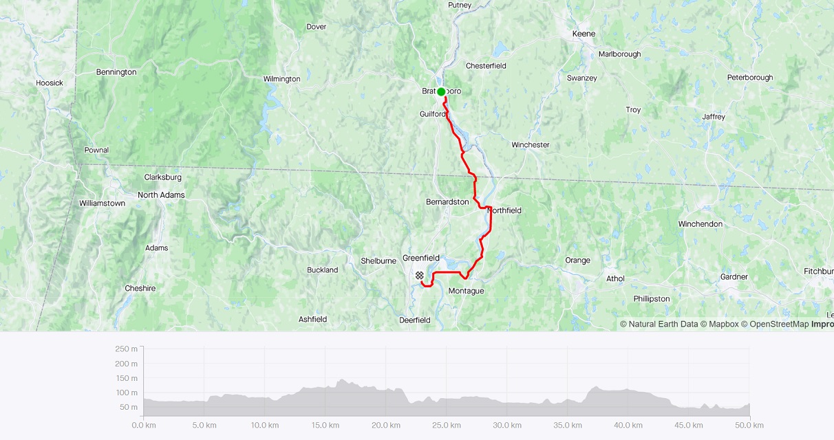 Strava Route - Brattleboro to Greenfield