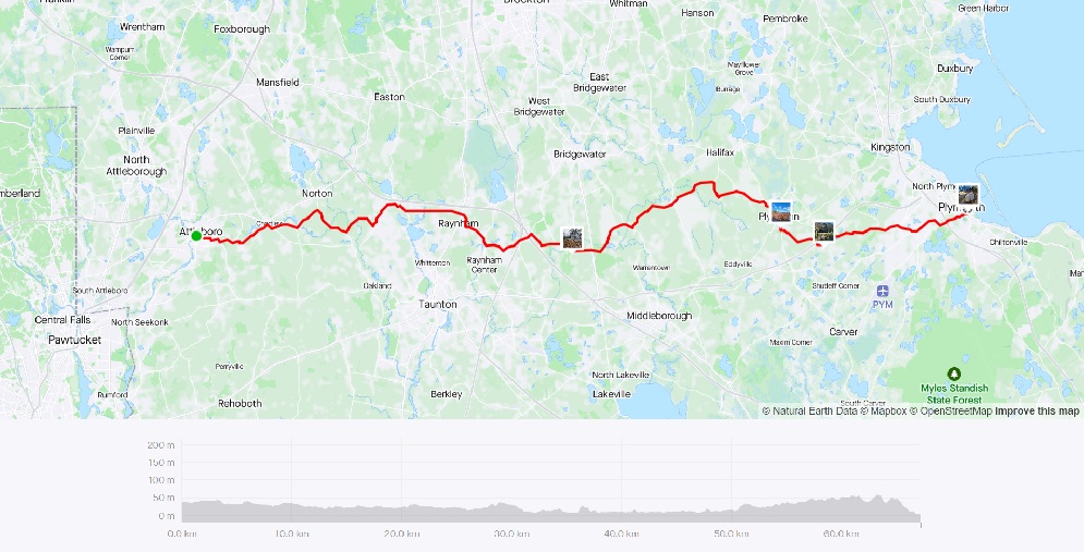 Strava Route - Attleboro to Plymouth