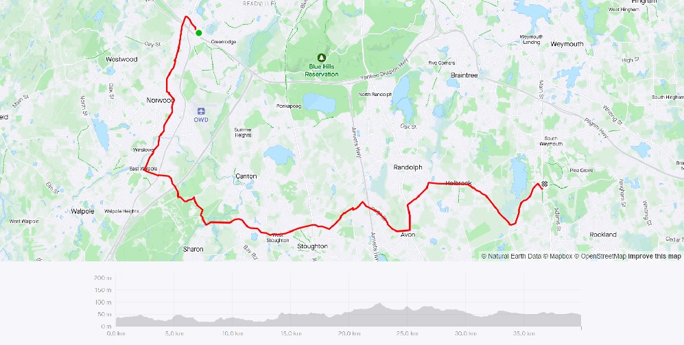 Strava Route - Dedham to Weymouth