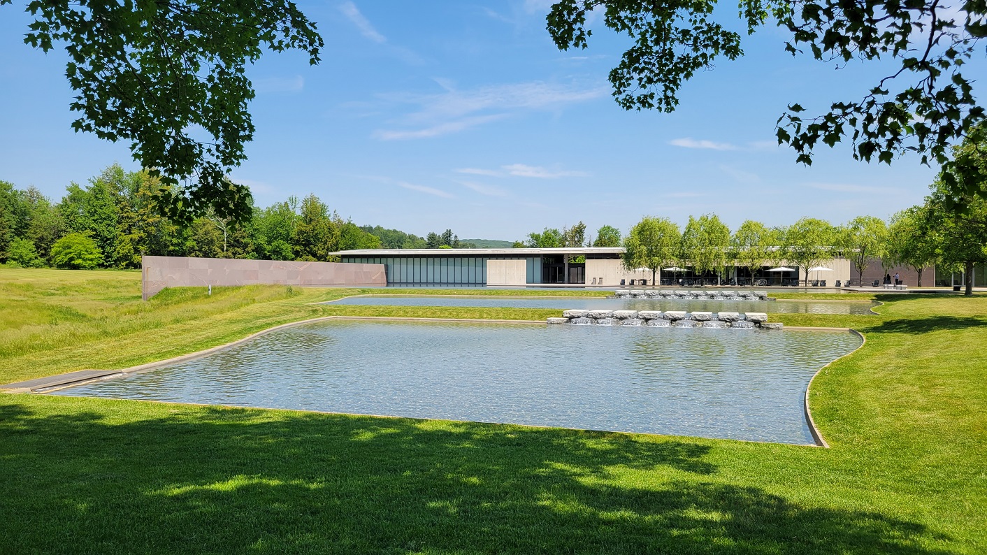 Exterior of the main pool area of the Clark Institute, by Tadao Ando