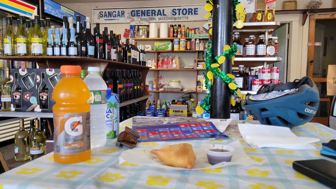 Samosas, Gatorade, and Coconut water at the Sangar General Store