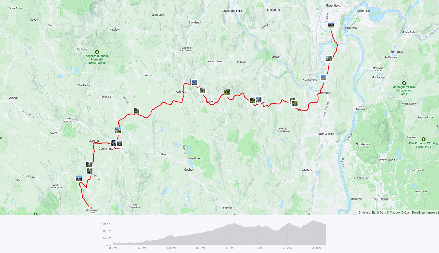 Strava Route Day 1 - Greenfield to Worthington