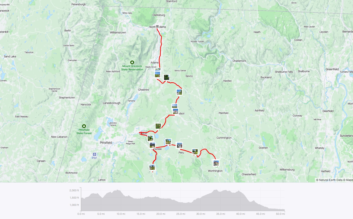 Strava Route Day 2 - Worthington to North Adams